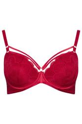 YOURS Plus Size Red Lace Underwired Bra | Yours Clothing 3