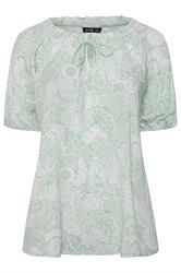 YOURS Curve Sage Green Textured Ditsy Floral Top