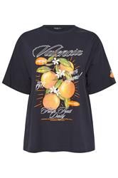 YOURS Curve Navy Blue 'Valencia' Relaxed T-Shirt
