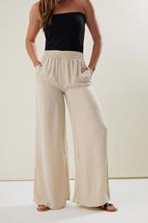 LTS Tall Stone Brown Matt Satin Wide Leg Trousers | Long Tall Sally 2