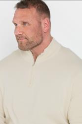 BadRhino Big & Tall Cream Milano Quarter Zip Jumper | BadRhino 2