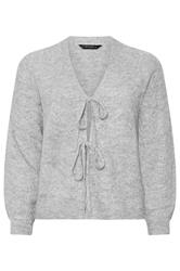 EVANS Plus Size Grey Bow Tie Front Knit Cardigan | Evans 5
