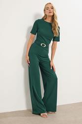 LTS Tall Dark Green Belted Jumpsuit | Long Tall Sally  1