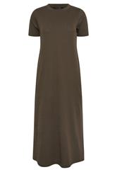 PixieGirl Petite Chocolate Brown Cotton T-Shirt Maxi Dress