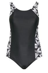 YOURS Plus Size Black Active Abstract Print Swimsuit | Yours Clothing 6