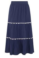 YOURS Curve Navy Blue Scallop Trim Maxi Skirt