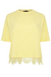 LIMITED COLLECTION Curve Yellow Oversized Lace Hem T-Shirt