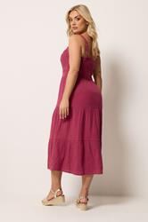 YOURS Plus Size Pink Cheesecloth Pleated Tiered Dress | Yours Clothing 4