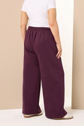 YOURS Plus Size Burgundy Red Wide Leg Joggers | Yours Clothing 4