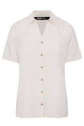 YOURS Curve Natural Brown Short Sleeve Linen Shirt