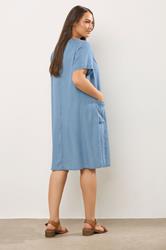 EVANS Plus Size Light Blue Lyocell Denim Pocket Dress | Evans 2