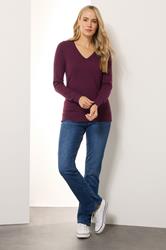 LTS Tall Cherry Red Knit V-Neck Jumper | Long Tall Sally 2