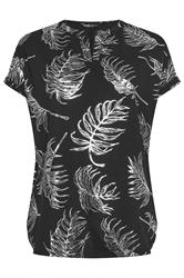 YOURS Curve Leaf Print Notch Neck Top