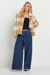 PixieGirl Petite Women's Natural Brown Check Teddy Fleece Jacket | PixieGirl 1