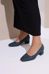 Navy Blue Faux Suede Mid Block Heel Court Shoes In Extra Wide EEE Fit | Yours Clothing 3
