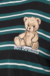 YOURS Plus Size Green Stripe Teddy Print T-Shirt | Yours Clothing 4