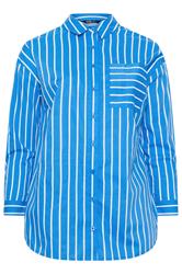 YOURS Curve Blue & White Striped Shirt