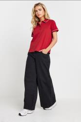 PixieGirl Petite Women's Red Contrast Trim Cotton Polo Shirt | PixieGirl 1