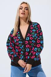LIMITED COLLECTION Plus Size Black Leopard Print Balloon Sleeve Cardigan | Yours Clothing 3