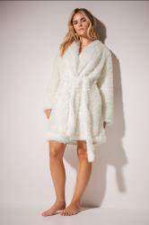 PixieGirl Petite Women's Ivory White Metallic Detail Dressing Gown | PixieGirl 3