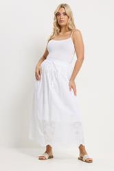 YOURS Plus Size White Broderie Anglaise Maxi Skirt | Yours Clothing 3
