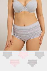 YOURSET 5 PACK Plus Size Grey Fairisle Full Briefs | Yours Clothing 1