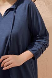 EVANS Plus Size Navy Blue Tie Neck Cotton Top | Evans 4