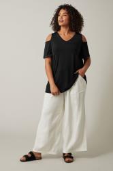 EVANS Curve Black Cold Shoulder Top | Evans 1
