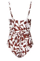 LTS Tall Rust Orange Floral Print Wrap Swimsuit | Long Tall Sally 9