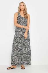 LTS Tall Women's Black Abstract Print Racer Back Maxi Dress | Long Tall Sally 1
