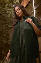 YOURS Plus Size Khaki Green Borg Zip Pocket Gilet | Yours Clothing 8