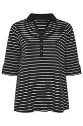 EVANS Curve Black Stripe Pintuck Henley Top
