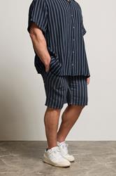 JACK & JONES Big & Tall Navy Blue & White Stripe Jogger Shorts | BadRhino 3