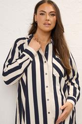 BUMP IT UP MATERNITY Plus Size Navy Blue Stripe Shirt | Yours Clothing 4