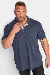 D555 Big & Tall Navy Blue Marl Pique Polo Shirt | BadRhino 3