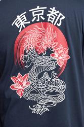 BadRhino Big & Tall Navy Blue Japanese Dragon Graphic T-Shirt | BadRhino 5