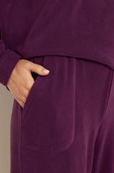 LTS Tall Women's Burgundy Red Microfleece Wide Leg Trousers | Long Tall Sally 5