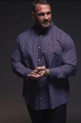 BadRhino Big & Tall Navy Blue Geometric Print Party Shirt | BadRhino 3