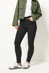 PixieGirl Petite Womens Black Pocket Detail Cargo Skinny Jeans | PixieGirl 1