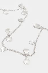 Silver Tone Textured Disc Long Necklace | Yours Clothing 2