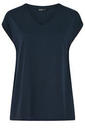 YOURS Plus Size Navy Blue V-Neck Basic T-Shirt | Yours Clothing 5