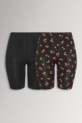 YOURSET 2 PACK Plus Size Black Cherry Cycling Shorts | Yours Clothing 3