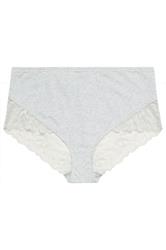 YOURS Curve Grey Marl Lace Back Full Briefs | Yours Clothing 6