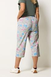 YOURS Plus Size Sage Green Tropical Cropped Trousers | Yours Clothing 2