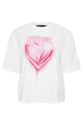 LIMITED COLLECTION Curve White 'Cosmic' Heart Graphic T-Shirt