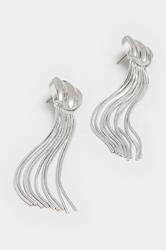 Silver Tone Textured Tassel Earrings | Yours Clothing 2
