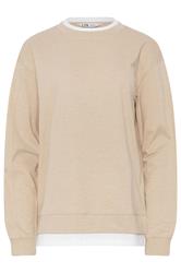 LTS Tall Natural Brown & White Cotton Layered Top