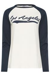 LTS Tall Women's Navy Blue & Cream 'Los Angeles' Slogan Cotton T-Shirt | Long Tall Sally 6