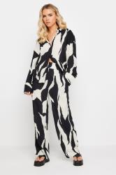 PixieGirl Petite Black Mono Abstract Print Shirt | PixieGirl 1