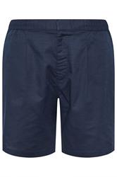 BadRhino Big & Tall Navy Blue Cotton Linen Mix Shorts